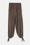 Khaki Elastic Waist Pocketed Ankle-Tie Comfortable Fit Half-Lined Trousers Tdrss26Pl00058 - 7