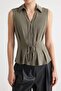 Haki Düz Peplum Polo Yaka Kolsuz Pili Detaylı Modal Kumaş Örme Bluz TWOAW27BZ00106 - 3
