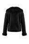 Black Regular Fit Fur-Trimmed Suede Plus Size Coat Twoaw27Aw00003 - 9