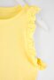 Sarı %100 Pamuklu Fırfırlı Şortlu Örme Pijama Takımı THMSS22AU0304 - 6