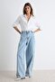 Açık Mavi Nakış Detaylı Yüksek Bel Wide Leg Jeans TWOAW27JE00122 - 2