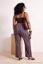 Multi-Colored Striped Wide Leg High Waist Plus Size Pants Tbbss26Ar00068 - 4