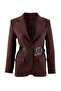 Koyu Kahverengi Kendinden Kemerli Blazer Ceket TWOSS26BC00040 - 6