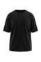 تي شيرت محبوك بأزرار منخفضة الكتف باللون الأسود من Big Size Black Wardrobe Essentials TMNAW27BF00001