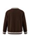 Kahverengi Renk Bloklu Kolej Baskılı V Yaka Oversize/Geniş Kesim Örme Sweatshirt TWOAW27SW00147 - 8