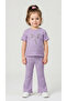 Girl's Stoned Bow Detailed Ribbed Spanish Style Pants 2-Piece Top and Bottom Set - 3