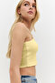Square Neck Thin Strap Basic Crop Top - 2