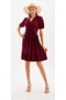 Women's Burgundy Dress Double-Breasted Wrinkled - 4