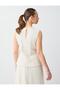 Beige Melange Slim Fit Crew Neck Sleeveless Cotton Pack Woven Blouse - 5