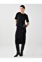 Black Straight Cut Regular Waist Slit Detailed Knitted Midi Skirt