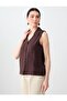 Acı Kahve %100 Linen Sleeveless Slim Fit Shirt - 3