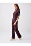 Brown Regular Waist Wide Leg Knitted Trousers with Elastic Waist - 3