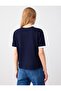 Navy Blue Crew Neck Short Sleeve Knitwear Blouse - 5