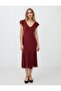 Copper V-Neck Short Sleeve Slim Fit Knitted Midi Dress