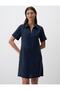 Polo Neck Navy Blue Mini Dress - Short Sleeve