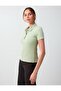 Ada Tea Green Slim Fit Short Sleeve Shirt Collar Knitted T-Shirt - 3