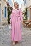 Tie-Detail Blouse Skirt Two-Piece Set 1465 - Powder Pink - 3