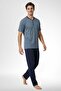 Mecit 4003 Indigo Male Pajama Set with Large Size Short Sleeves - 2