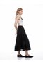 Casual Fit A-Line Midi Skirt with Elastic Waist
