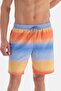 Blue - Orange Gradient Patterned Long Swim Shorts - 8