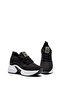 Women's Black Hidden Heel Stone Comfortable High Sole Knitwear Sneaker Shoes - 3