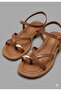 Women's Tan Ring Toe Eva Soft Sole Stitched Buckle Sandals - 2