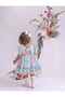 Baby Girl Blue Dress with Floral Print and Tulip Detail on the Back, 2-Piece Set - 2