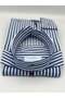 Slim Fit Long Sleeve Lycra Striped Collar Buttoned Gift Boxed Men's Shirt Fs-003669 - Cobalt Blue - 2