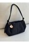 Refurbished Bag with Knot Detail Medium Size Suede Black Women's Shoulder Bag En35 Boy20