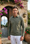 Men's Shirt Collar Long Sleeve Pocket Seasonal Khaki Combed Cotton Sweat Classic Pattern - 5300