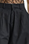 Women's Black Palazzo Fit High Waist Organic Linen Trousers - 2