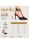 Somo Patent Leather Mesh 8.5cm Thin Heels Double Strap Pointed Toe Stileto Women's Shoes - 2