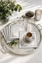 Cornered Gray 6-Piece Cocktail Coffee Presentation Napkin Maras Work Glazed Embroidery Embroidered Gardenia Presentation Bowl