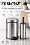 Pedal Trash Can 3 Liter Inner Bucket with Lid Toilet Brush Bathroom Set Chrome - Titan 7103