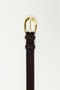 Brown Suede Belt with Gold Oval Buckle Detail - 4
