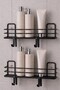 2-Pack Black Adhesive Bathroom Shelf, Shower Shampoo Holder, Metal Wall Shelf (Screw or Stick) - 5