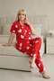 Women's Bamboo Fabric Oversized Soft Textured Quality Comfortable Stylish Elegant Leopard Teddy Bear Heart Red Checkered Plaid Patterned Pajama Set Classic Button-Down Short Sleeve Shirt Collar Homewear - 3