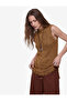 X Melis Ağazat - Sleeveless Openwork Blouse with Stand Collar and Window Detail