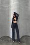 Women's Rhinestone Wide-Leg Black Palazzo Denim Trousers - 6
