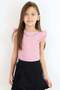 Girl's T-Shirt Belt Length Collar with Chain Accessories 9-14 Years, Dried Rose