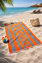 Beach Towel 100% Cotton Certified Kabana Orange Gray Striped Pool Beach Towel 70X140Cm - 5