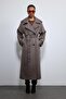 معطف مينك قصة فضفاضة بحزام - 6