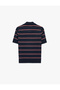 Short Sleeve Polo Neck Striped Knitwear T-Shirt - 4