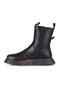 Black Leather Women's Wedge Heel Piece Boots 01Wz1504 - 3