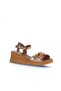 Gold Light Shiny Leather Women's Wedge Heeled Sandals 01Wy8609 - 2