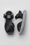 Black Blue Leather Women's Wedge Heeled Sandals 01Wy1009