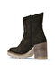 Khaki Suede Women's Heeled Boots 01Wv0500 - 4
