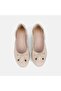 Women's Beige Desacomfort Bowknot Wedge Heeled Leather Ballerinas - 6