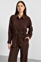 Waist Gathered Casual Model Shirt Brown 9413 - 2