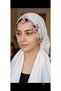 Needle-Embroidered White Color Prayer Mat with Prayer Beads